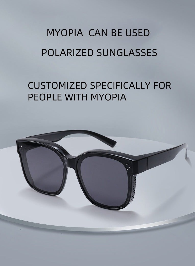 نظارات شمسية محمولة مقاومة للأشعة فوق البنفسجية بتصميم أزرق لرجال ونساء يعانون من قصر النظر - Image 1